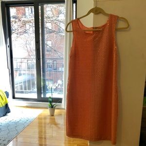 Peach colored sequins party dress!